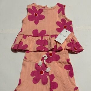 Jessica Simpson Peach Pink Floral Kids Matching Set